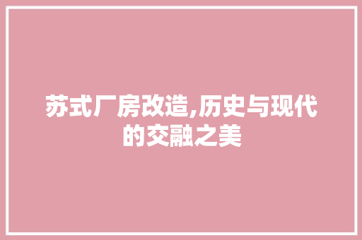 苏式厂房改造,历史与现代的交融之美