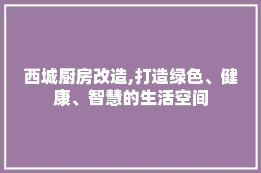 西城厨房改造,打造绿色、健康、智慧的生活空间