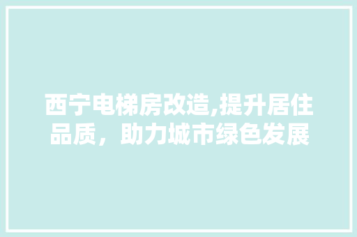 西宁电梯房改造,提升居住品质，助力城市绿色发展