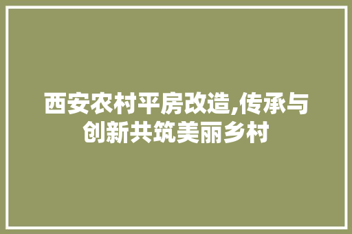 西安农村平房改造,传承与创新共筑美丽乡村