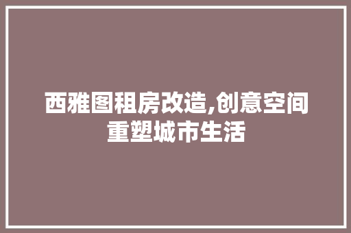 西雅图租房改造,创意空间重塑城市生活 装修材料