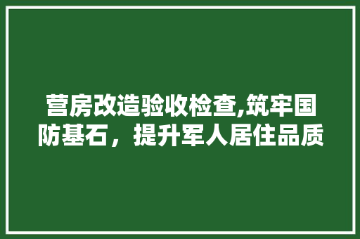 营房改造验收检查,筑牢国防基石，提升军人居住品质