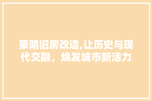 蒙阴旧房改造,让历史与现代交融，焕发城市新活力