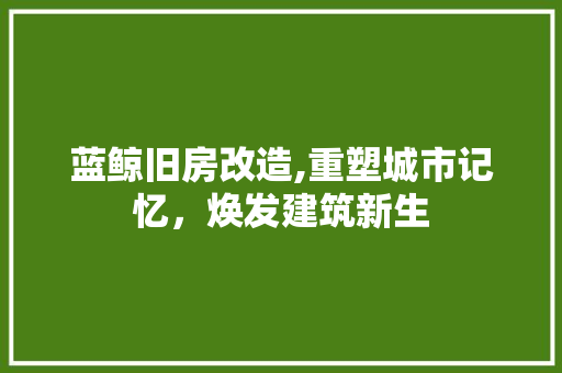 蓝鲸旧房改造,重塑城市记忆，焕发建筑新生