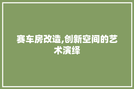赛车房改造,创新空间的艺术演绎