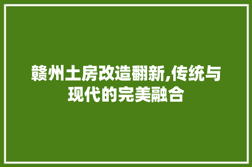 赣州土房改造翻新,传统与现代的完美融合