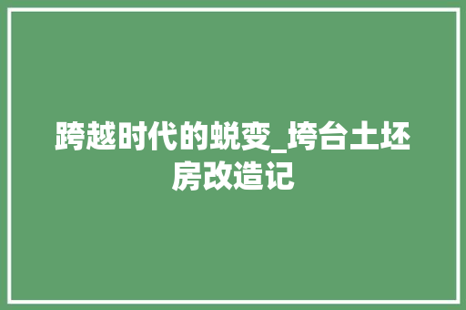 跨越时代的蜕变_垮台土坯房改造记