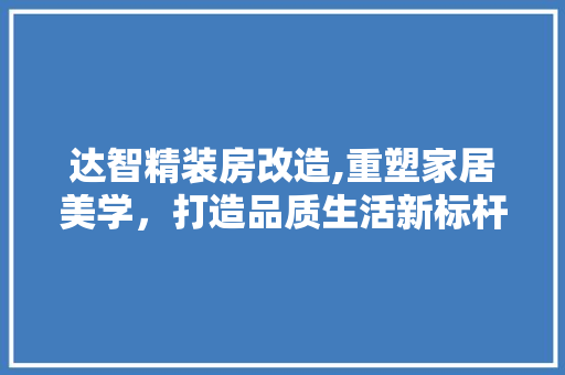 达智精装房改造,重塑家居美学，打造品质生活新标杆