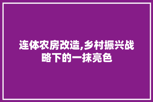 连体农房改造,乡村振兴战略下的一抹亮色 装修材料