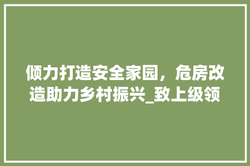 倾力打造安全家园，危房改造助力乡村振兴_致上级领导的一封求助申请 景观设计