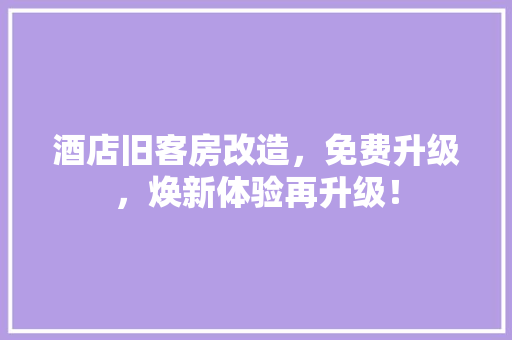 酒店旧客房改造，免费升级，焕新体验再升级！ 装修攻略