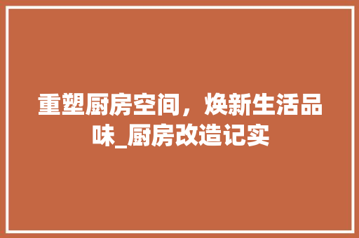 重塑厨房空间，焕新生活品味_厨房改造记实
