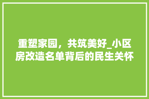 重塑家园，共筑美好_小区房改造名单背后的民生关怀