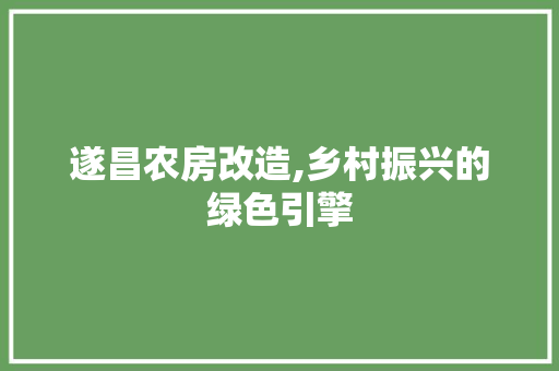 遂昌农房改造,乡村振兴的绿色引擎