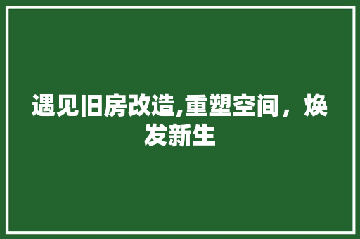 遇见旧房改造,重塑空间，焕发新生