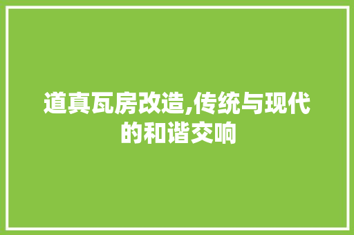 道真瓦房改造,传统与现代的和谐交响
