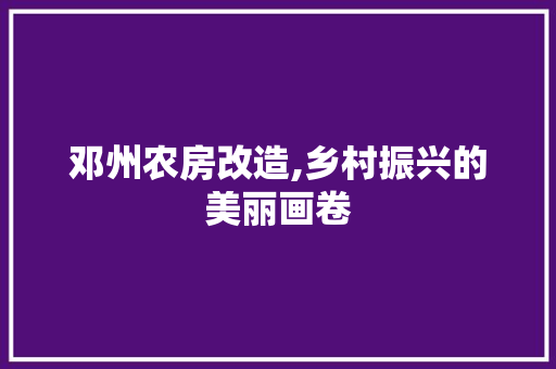 邓州农房改造,乡村振兴的美丽画卷