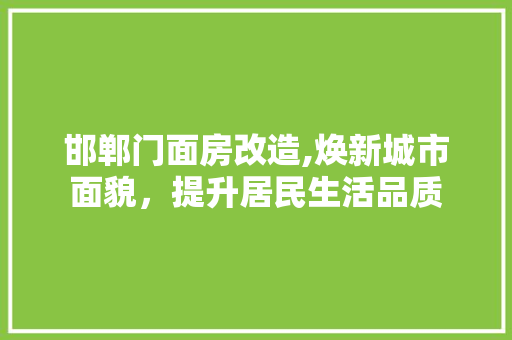 邯郸门面房改造,焕新城市面貌，提升居民生活品质