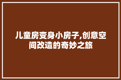 儿童房变身小房子,创意空间改造的奇妙之旅
