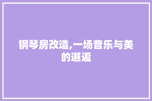 钢琴房改造,一场音乐与美的邂逅 庭院装修