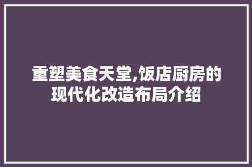 重塑美食天堂,饭店厨房的现代化改造布局介绍 隔断设计