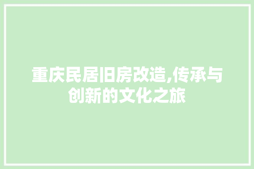 重庆民居旧房改造,传承与创新的文化之旅 隔断设计