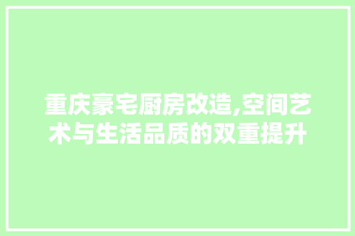 重庆豪宅厨房改造,空间艺术与生活品质的双重提升