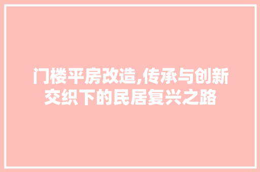 门楼平房改造,传承与创新交织下的民居复兴之路 装修材料