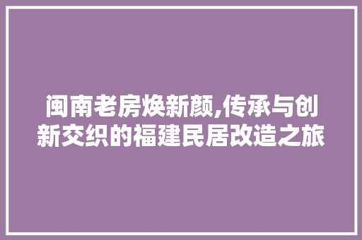 闽南老房焕新颜,传承与创新交织的福建民居改造之旅 景观设计