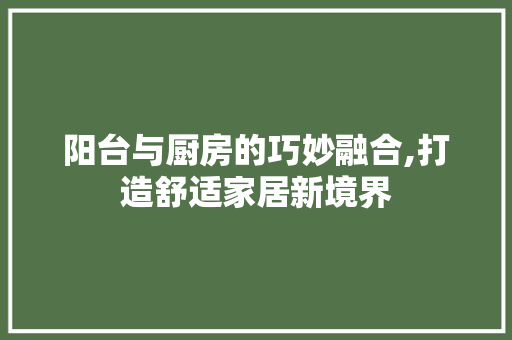 阳台与厨房的巧妙融合,打造舒适家居新境界 门窗装修