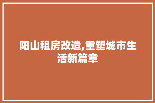 阳山租房改造,重塑城市生活新篇章 庭院装修