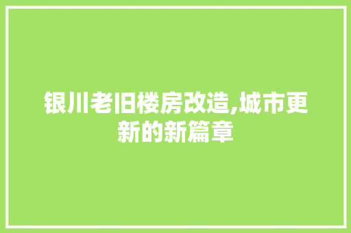 银川老旧楼房改造,城市更新的新篇章