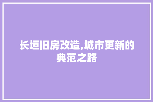长垣旧房改造,城市更新的典范之路
