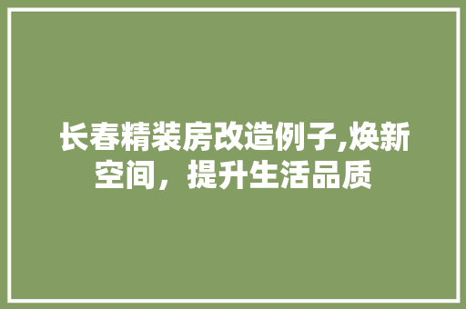 长春精装房改造例子,焕新空间，提升生活品质