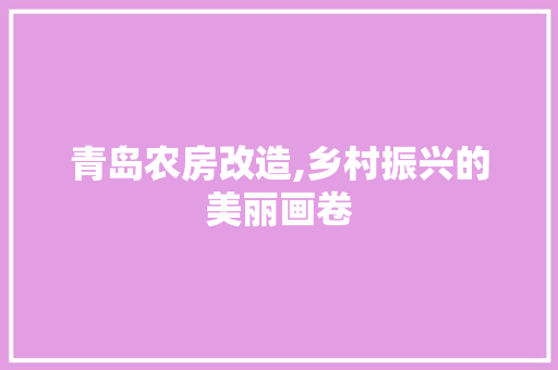 青岛农房改造,乡村振兴的美丽画卷