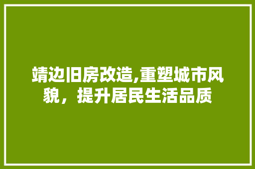 靖边旧房改造,重塑城市风貌，提升居民生活品质