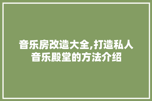 音乐房改造大全,打造私人音乐殿堂的方法介绍