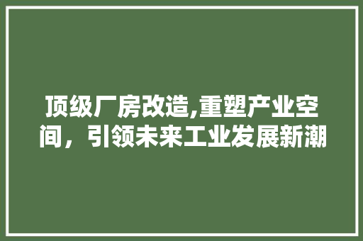 顶级厂房改造,重塑产业空间，引领未来工业发展新潮流