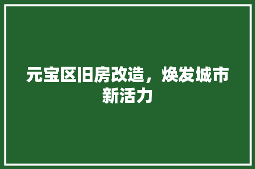 元宝区旧房改造，焕发城市新活力