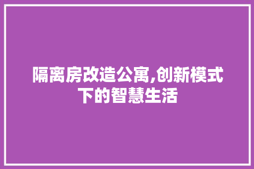 隔离房改造公寓,创新模式下的智慧生活