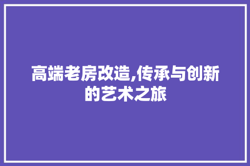 高端老房改造,传承与创新的艺术之旅