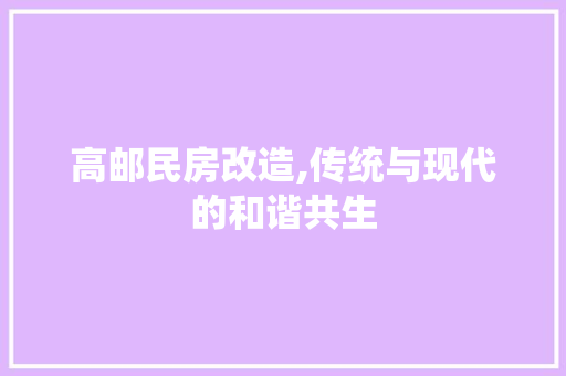 高邮民房改造,传统与现代的和谐共生