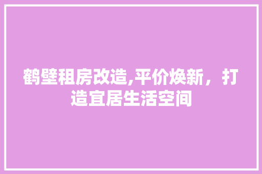 鹤壁租房改造,平价焕新，打造宜居生活空间