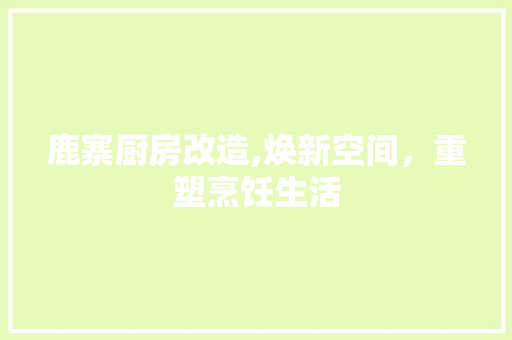 鹿寨厨房改造,焕新空间，重塑烹饪生活 庭院装修