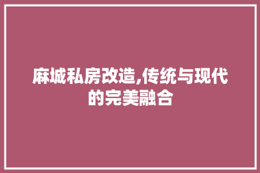 麻城私房改造,传统与现代的完美融合