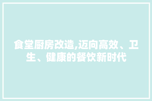 食堂厨房改造,迈向高效、卫生、健康的餐饮新时代