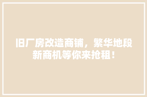 旧厂房改造商铺，繁华地段新商机等你来抢租！