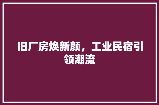 旧厂房焕新颜，工业民宿引领潮流