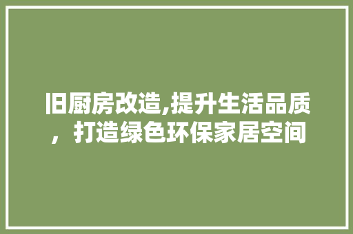 旧厨房改造,提升生活品质,打造绿色环保家居空间 建筑设计 旧厨房改造,提升生活品质,打造绿色环保家居空间 建筑设计