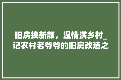 旧房换新颜，温情满乡村_记农村老爷爷的旧房改造之路